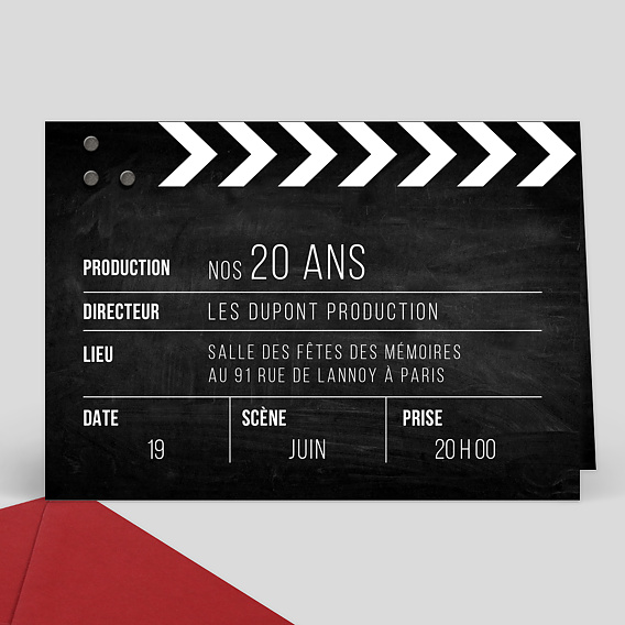 Invitation Anniversaire de Mariage Clap Tournage
