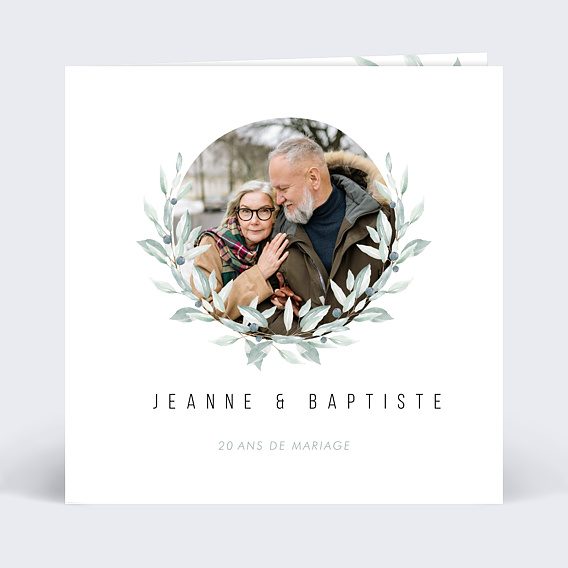 Invitation anniversaire mariage Couronne Fleurie