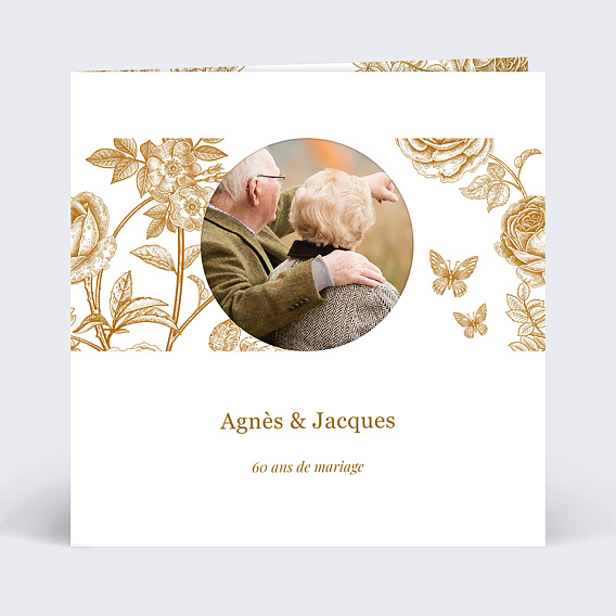 Invitation anniversaire mariage Découpe Baroque