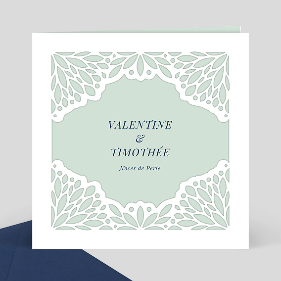 Invitation Anniversaire de Mariage Découpe Dentelle