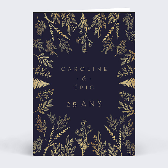 Invitation anniversaire mariage Fleurs Ocre