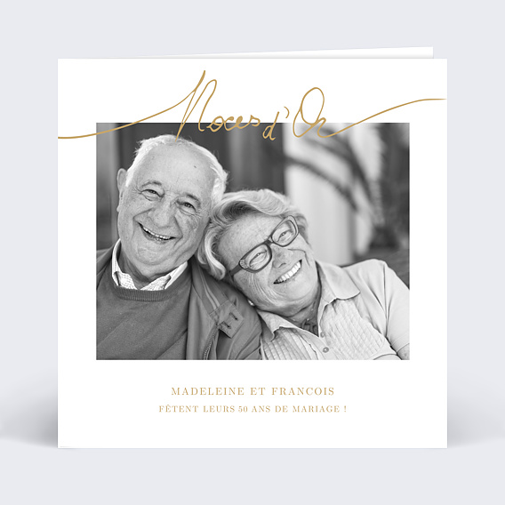 Invitation anniversaire mariage Lettres Noces d'Or