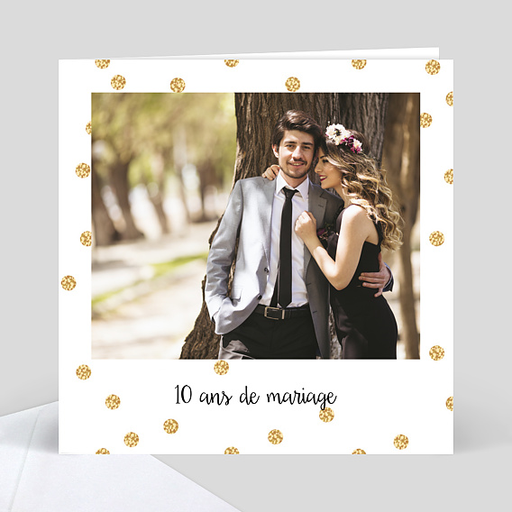 Invitation Anniversaire de Mariage Pois dorés