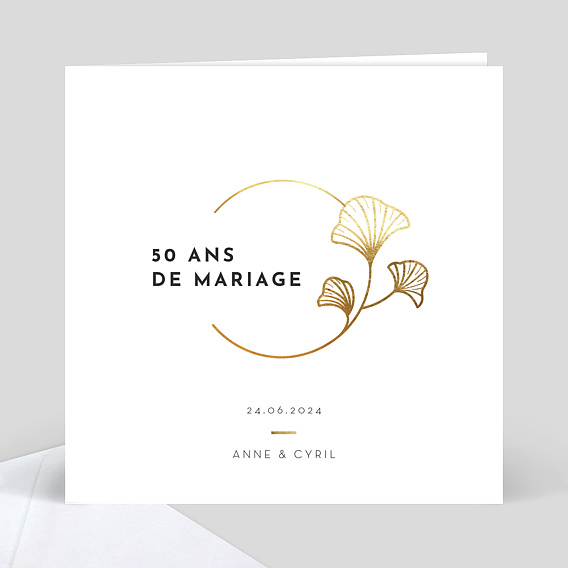 Carte Invitation Anniversaire de Mariage Rosace Ocre