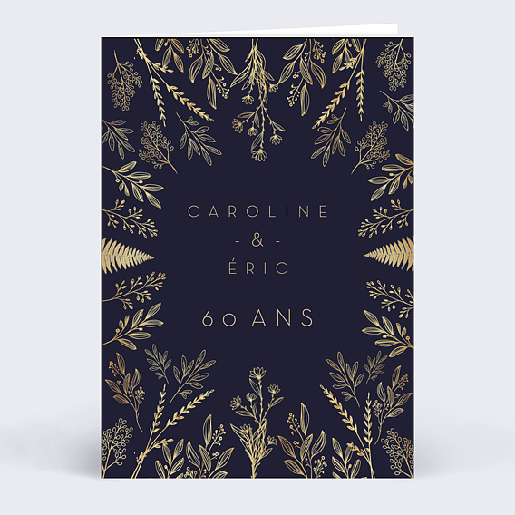 Invitation anniversaire mariage Fleurs Ocre