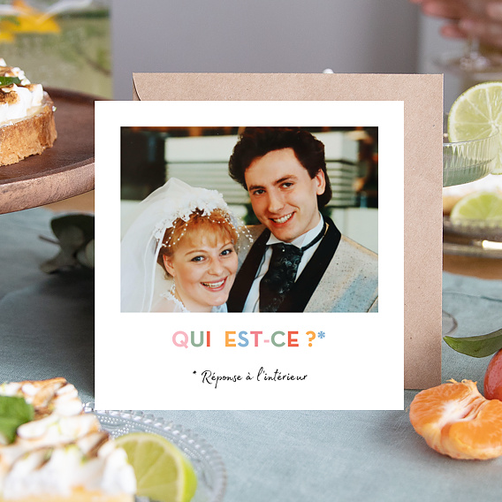 Invitation anniversaire mariage Devinette Colorée Après 1