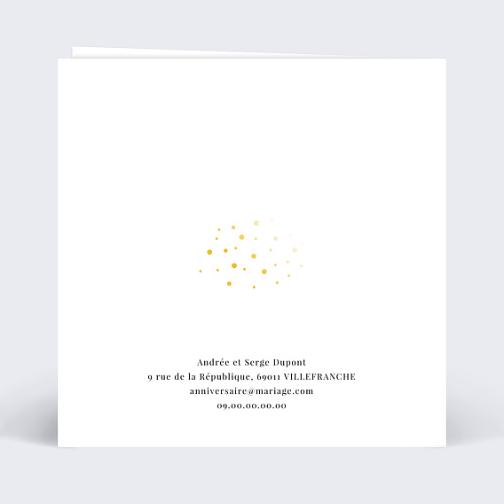 Invitation anniversaire mariage Dorure Pois Graphiques Verso