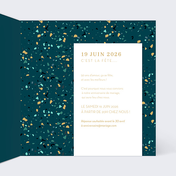 Invitation anniversaire de mariage Chiffres Ocre