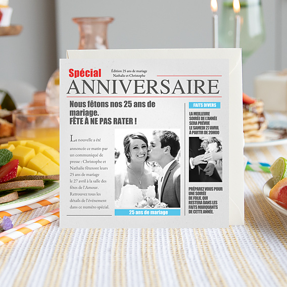 Invitation anniversaire de mariage Journal