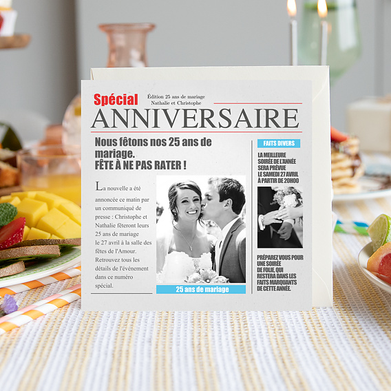 Invitation anniversaire mariage Journal Après 1