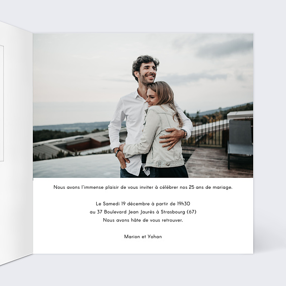 Invitation anniversaire mariage Découpe Love Letter Intérieur Droit