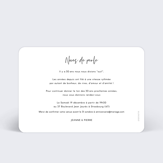 Invitation anniversaire de mariage Charme Classique