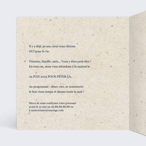 Invitation Anniversaire de Mariage Blason Intérieur Gauche