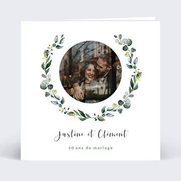 Invitation anniversaire de mariage Dcoupe Eucalyptus Couronne