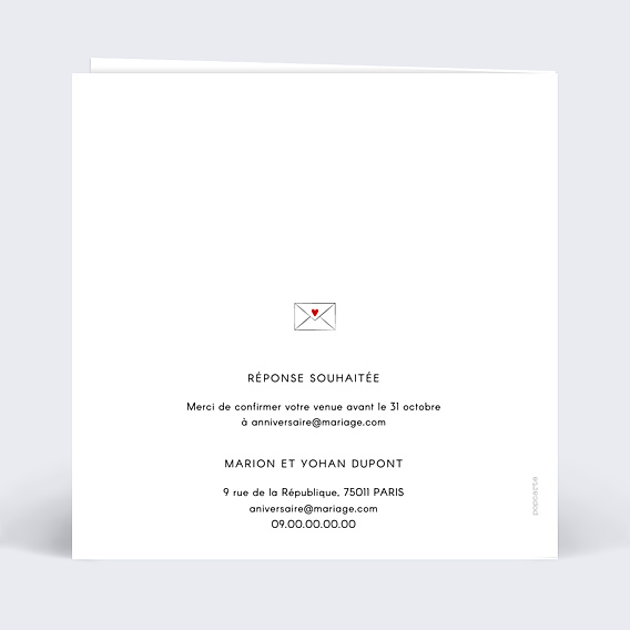 Invitation anniversaire de mariage Découpe Love Letter
