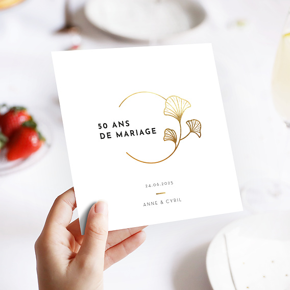 Invitation anniversaire mariage Rosace Ocre Après 4