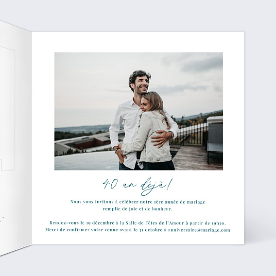 Invitation anniversaire de mariage Découpe Fleurs de Coton