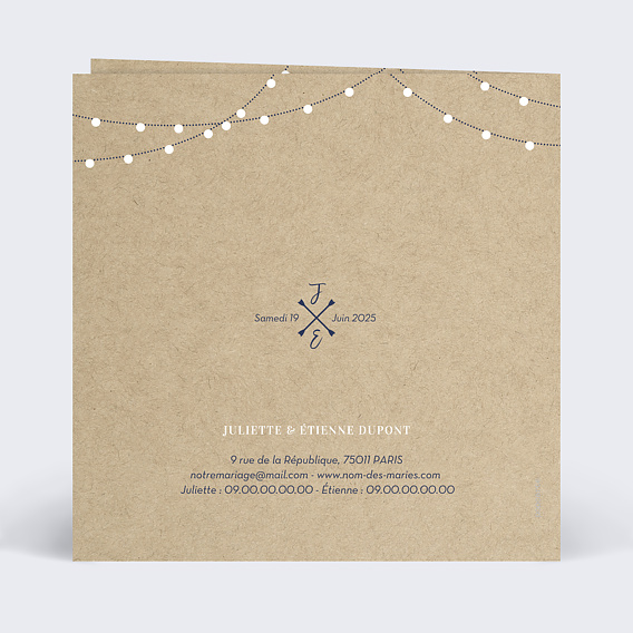 Invitation anniversaire mariage Notre Histoire Verso