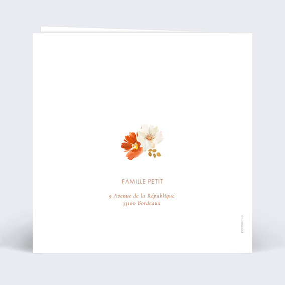 Invitation anniversaire mariage Ronde de Fleurs Verso