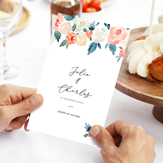 Invitation anniversaire de mariage Envolée Florale