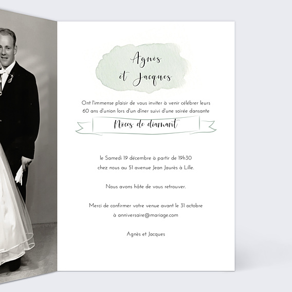 Invitation anniversaire de mariage Tempo