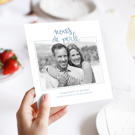 Invitation anniversaire mariage Typo Perle Après 4