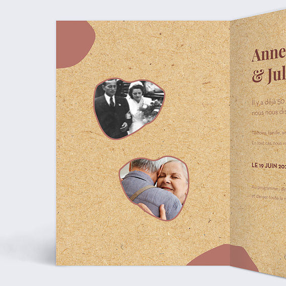 Invitation anniversaire mariage Timeline Romance Intérieur Gauche