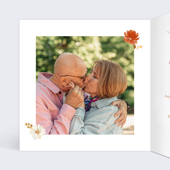 Invitation anniversaire mariage Ronde de Fleurs Intérieur Gauche