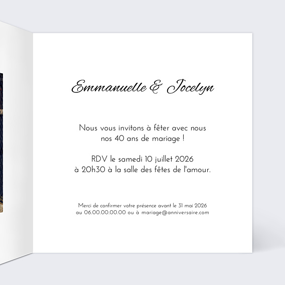Invitation anniversaire de mariage Sobre & Jolie