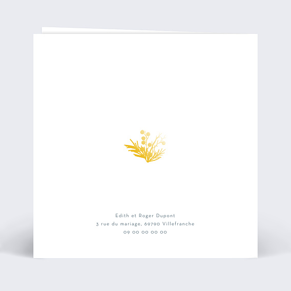 Invitation anniversaire mariage Dorure Marianne Verso