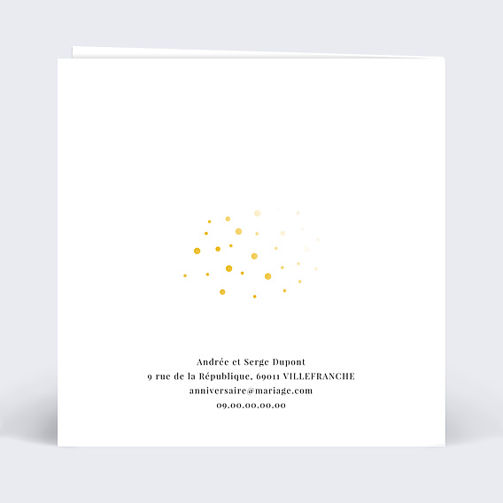 Invitation anniversaire de mariage Dorure Pois Graphiques