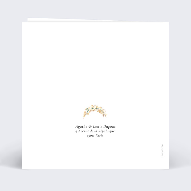 Invitation Anniversaire de Mariage Bohème Chic Verso