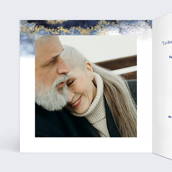 Invitation anniversaire mariage Poudre Ocre Intérieur Gauche