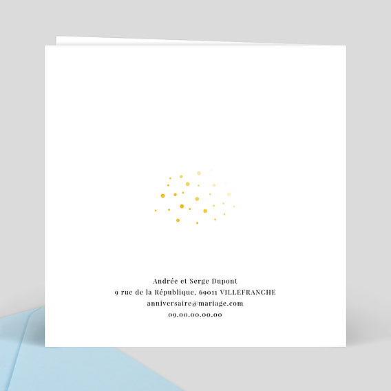 Invitation anniversaire mariage Dorure Pois Graphiques Verso