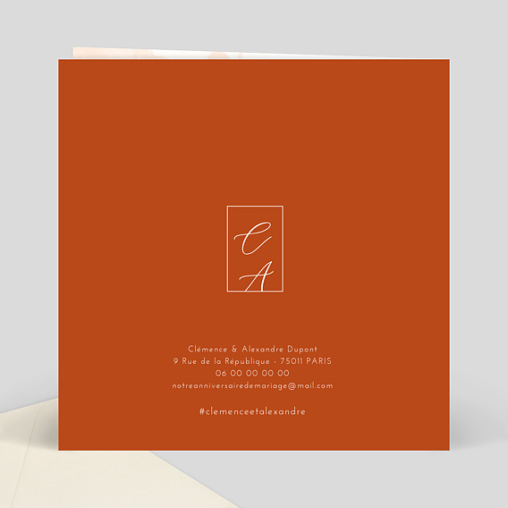 Invitation anniversaire mariage Été Indien Verso