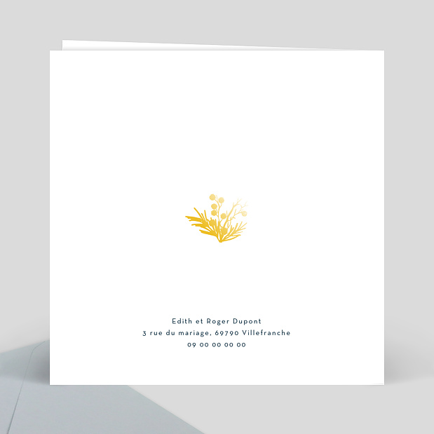 Carte Invitation Anniversaire de Mariage Dorure Marianne Verso