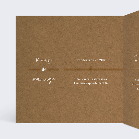 Invitation anniversaire mariage Bohème Intérieur Gauche