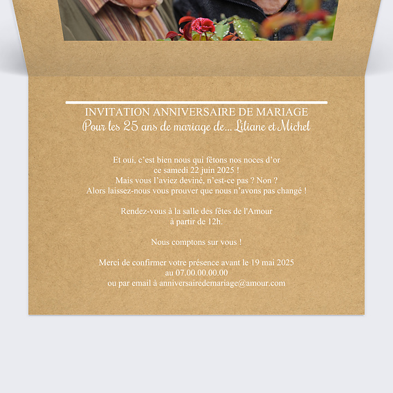 Invitation anniversaire mariage Devine Qui C’est Intérieur Droit
