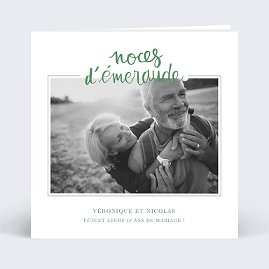 Invitation Anniversaire de Mariage Typo meraude
