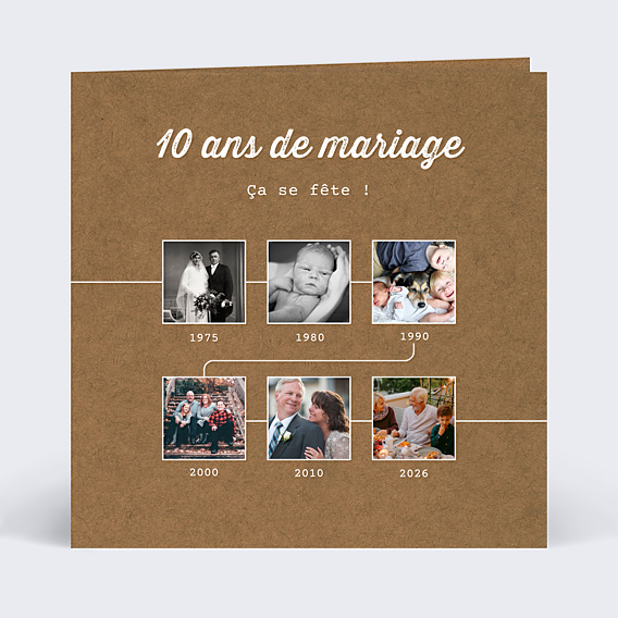 Invitation anniversaire de mariage Timeline Kraft