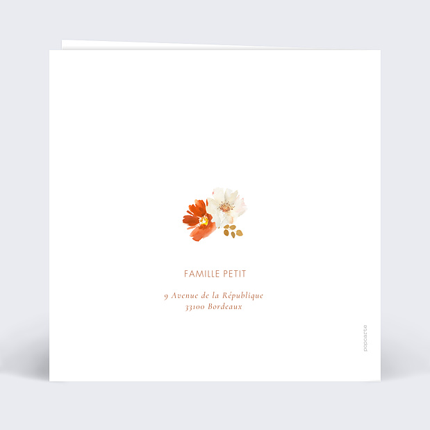 Carte Invitation Anniversaire de Mariage Ronde de Fleurs Verso