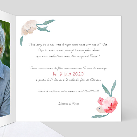 Invitation anniversaire mariage Bohème Chic Intérieur Droit