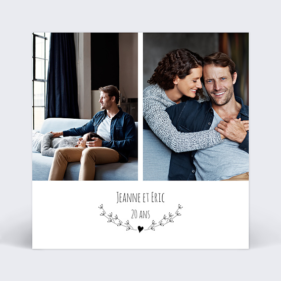 Invitation anniversaire mariage Cœur Bucolique