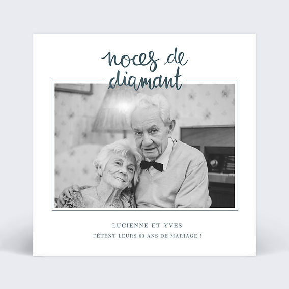 Invitation anniversaire mariage Typo Diamant