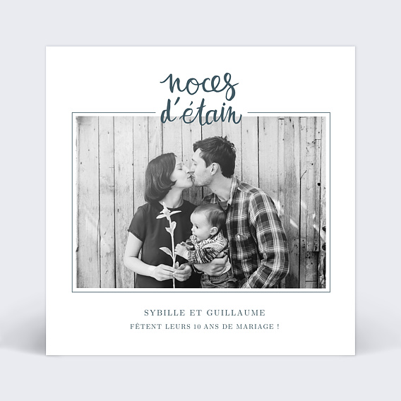 Invitation anniversaire mariage Typo Étain