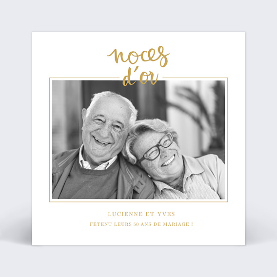 Invitation anniversaire mariage Typo Ocre