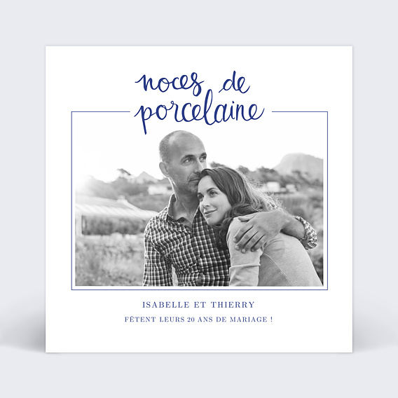 Invitation anniversaire mariage Typo Porcelaine