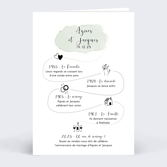 Invitation anniversaire mariage Tempo Recto