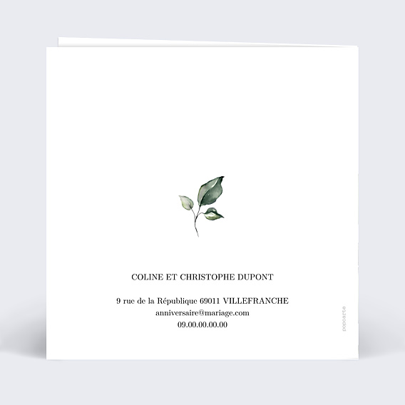 Invitation anniversaire de mariage Dorure Eucalyptus