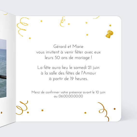 Invitation anniversaire mariage Fête Ocre Intérieur Droit